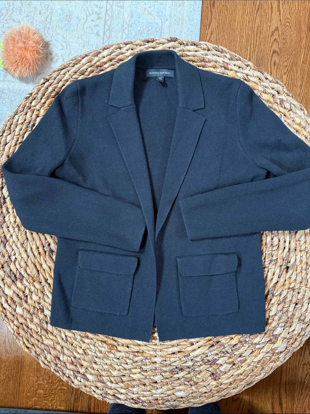 Banana Republic Petite Black Knit Open-Front Blazer